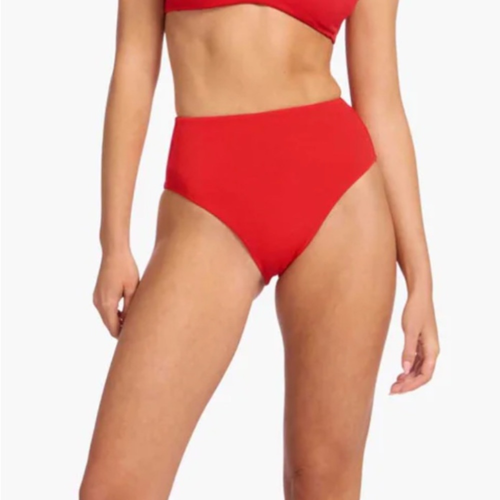 Red High-Waisted Bikini Bottom and top